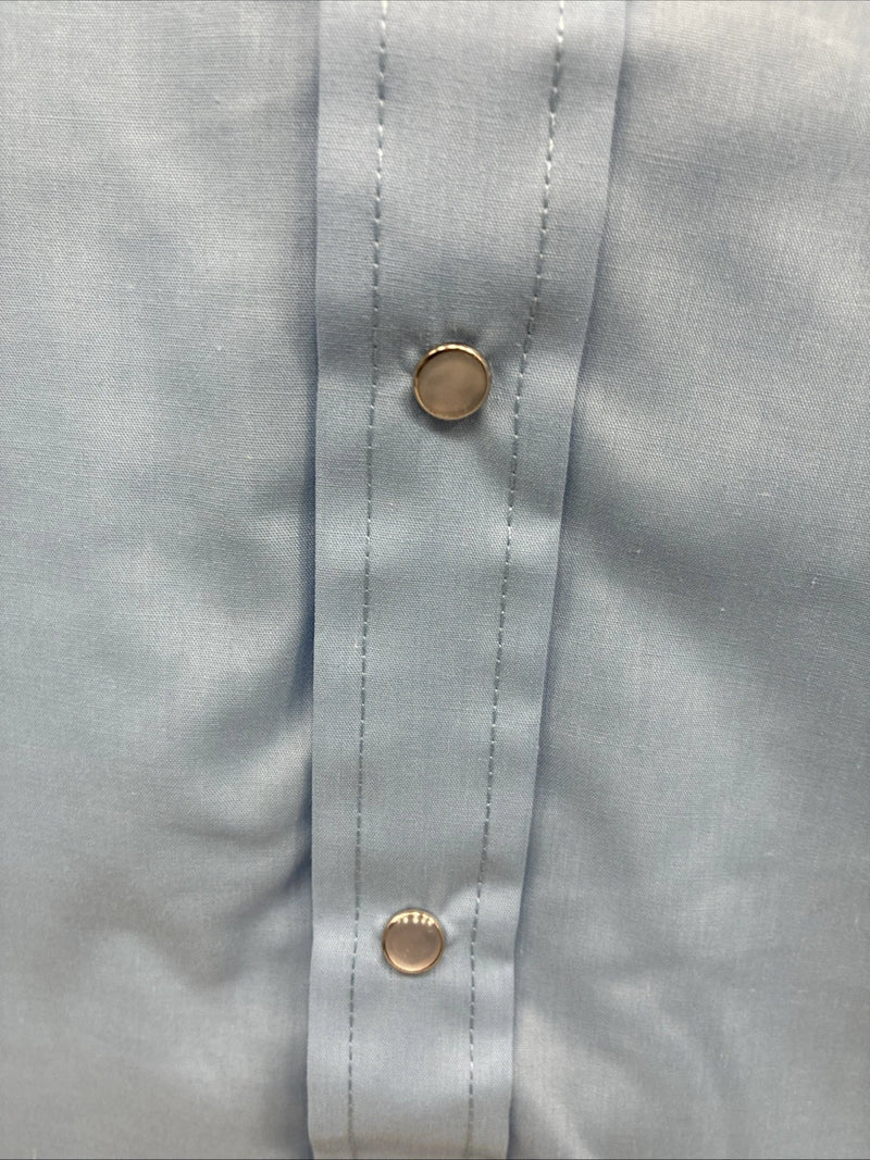 New Men’s ELY Cattleman Blue Simple Long Sleeve Pearl Snap Medium J-87