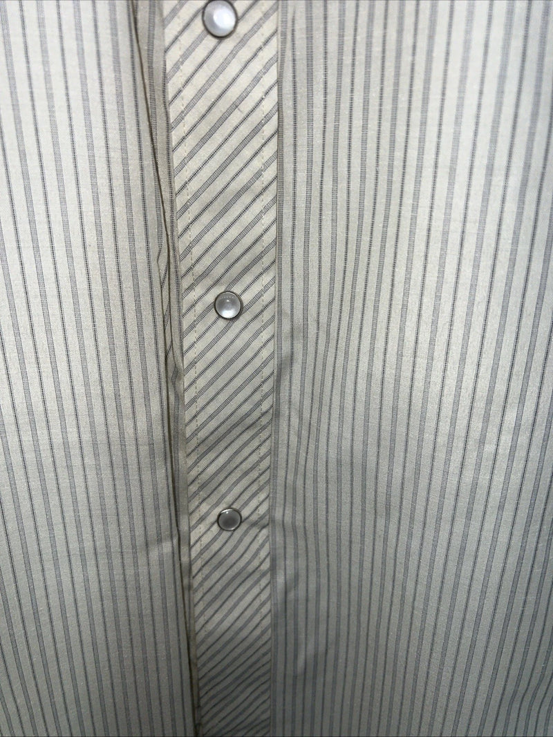 New Men’s White House Yellow Stripped Short Sleeve Pearl Snap Shirt. Large P-75