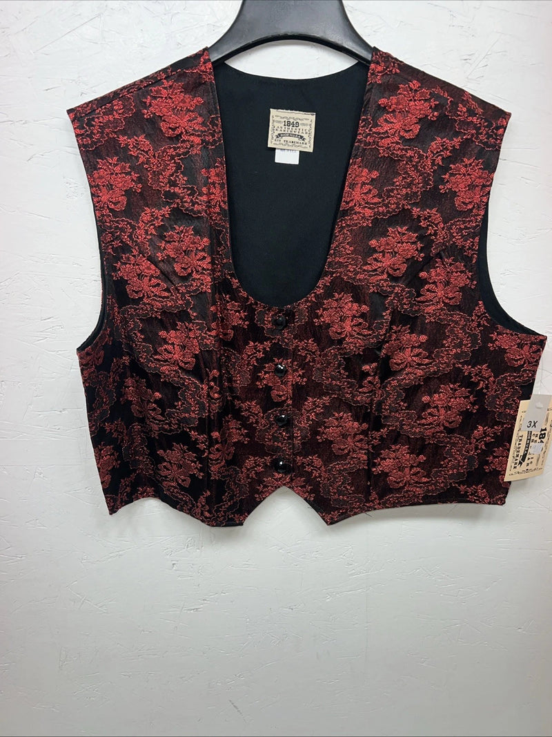 New Women’s Red 1849 Authentic Ranchwear Western Show Vest 3X WW-44