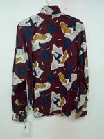 New Men’s Maroon Cowboy Threads Long Sleeve Button Up Shirt M #7904 3B-56