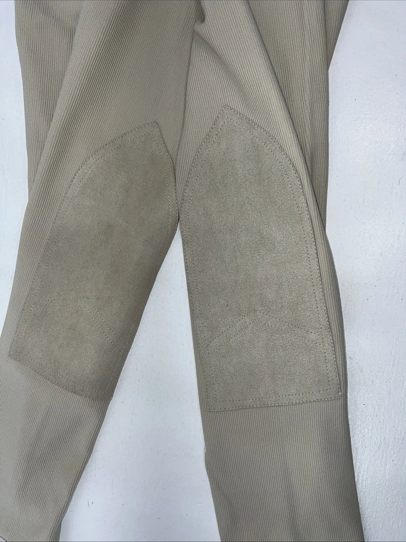 New Women’s Tan ABETTA knee Patch English Breeches. 32 R 912GYR32 C-30