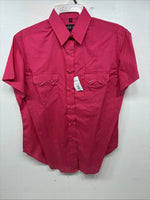 New Women’s White Horse Pink Short Sleeve Pearl Snap Medium YY-13