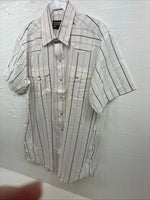 New Men’s Panhandle Slim White Stripe Short Sleeve Pearl Snap 16.5 Large CC-6
