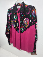 New Women’s Mine & Bills Pink Design long Sleeve Button Up Medium MM-108