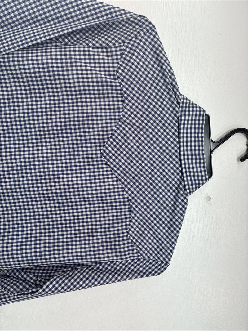 New Women’s Dickson Jenkins Blue Checker Long Sleeve Pearl Snap Size 34 GG-5