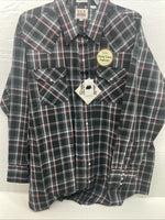 New Men’s ELY Cattleman Black Red Long Sleeve Pearl Snap 3XL E-33
