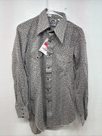 New Women’s Miller Brown Design Long Sleeve Pearl Snap Size 15 MM-27