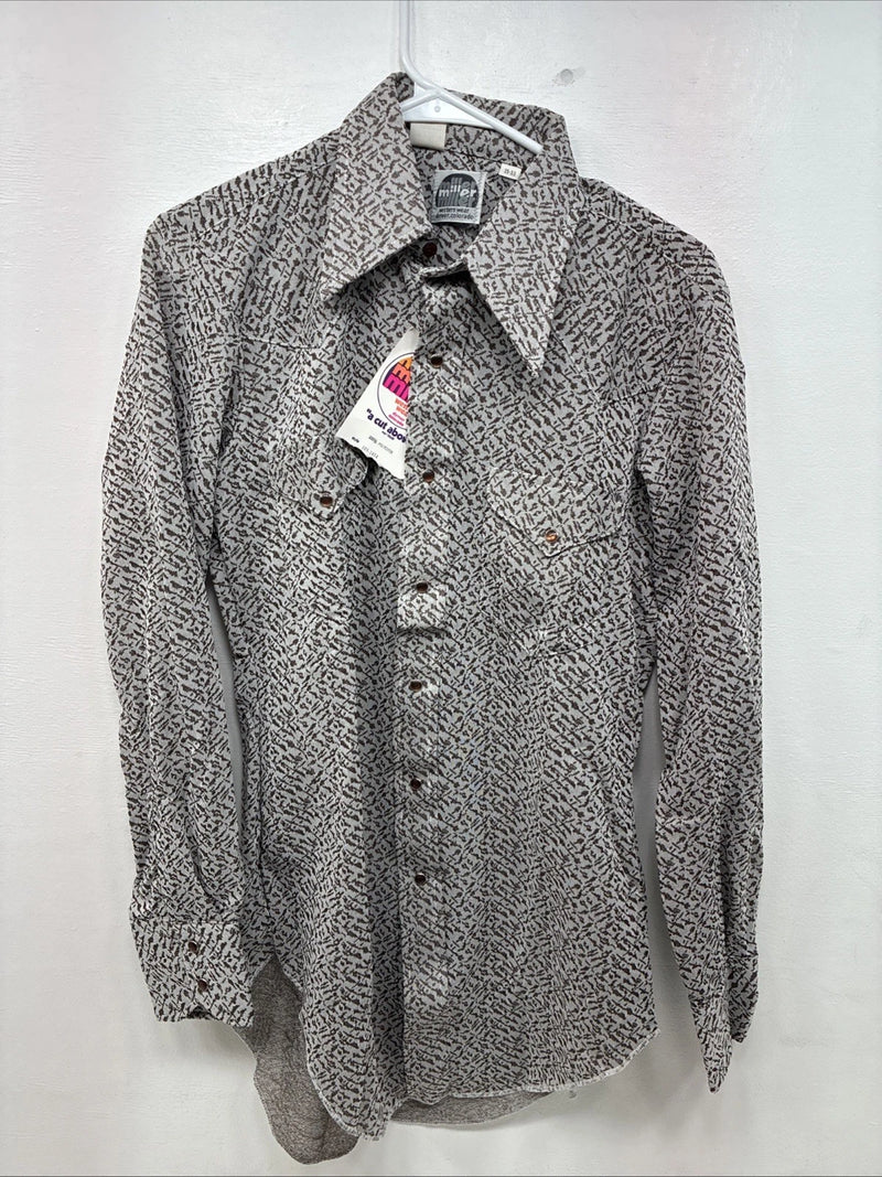 New Women’s Miller Brown Design Long Sleeve Pearl Snap Size 15 MM-27