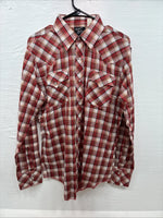 New Men’s Champion Westerns Red Plaid Long Sleeve Pearl Snap 16 X 35 Large Q-84