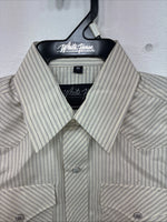 New Kids White Horse Yellow Stripe Long Sleeve Pearl Snap Medium DD-74