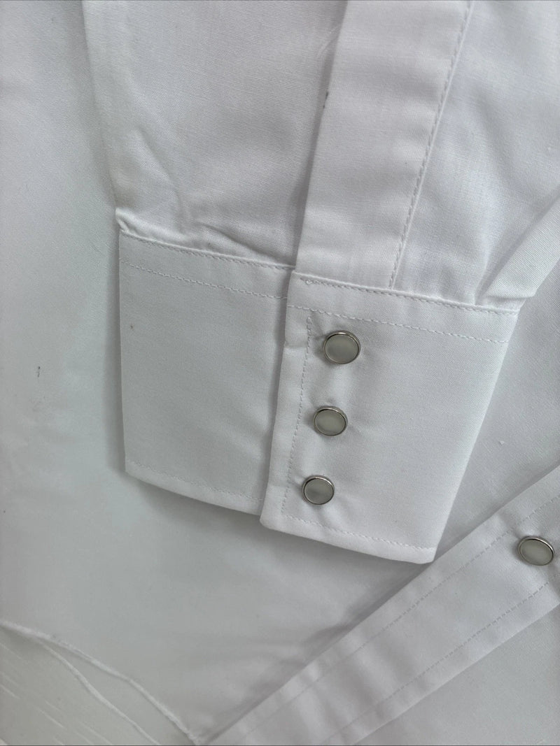 Me Women’s ELY Cattleman White Long Sleeve Pearl Snap 16.5 X 34 Large X-43