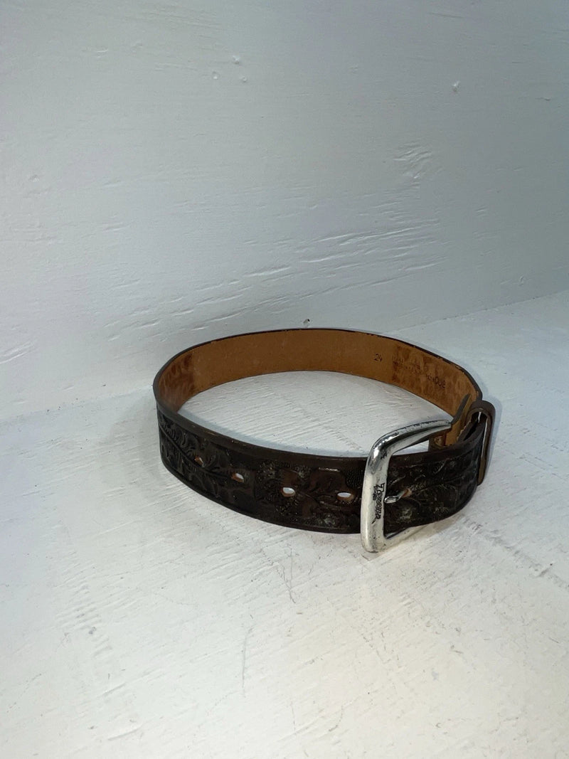 New Brown Genuine Leather Nocona Tooled 24” Belt #6400B NN-37