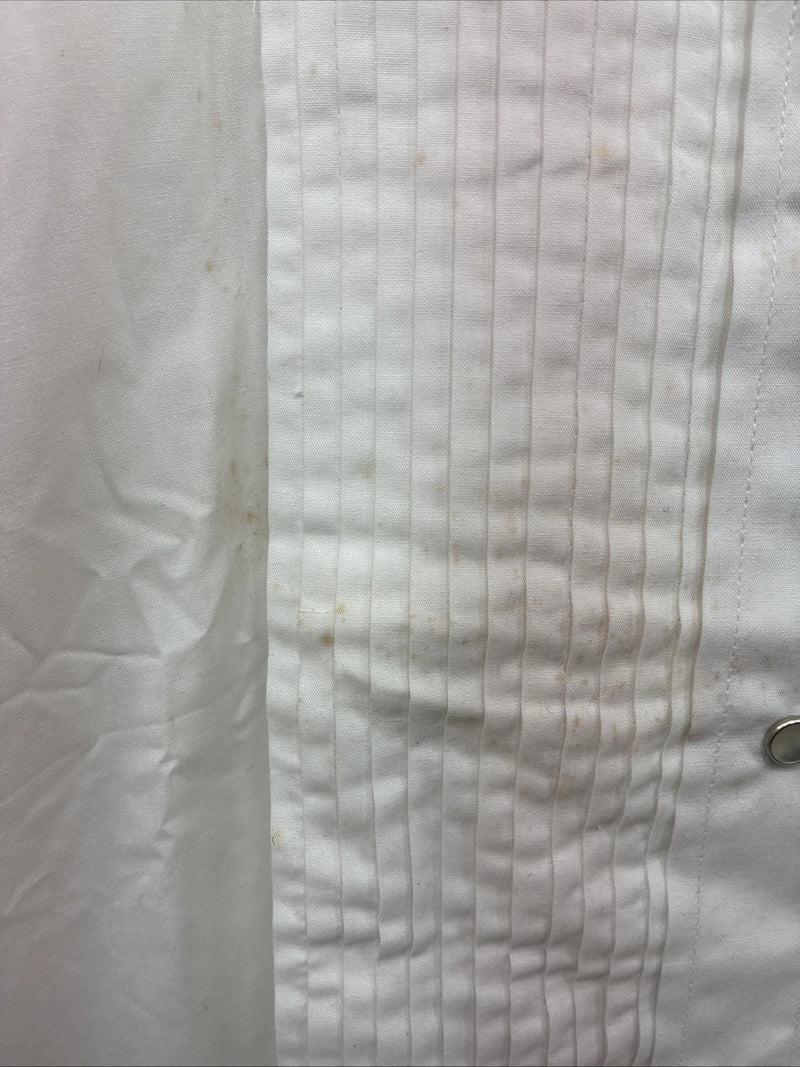New ELY Cattleman White Long Sleeve Pearl Snap English Shirt Small X-97