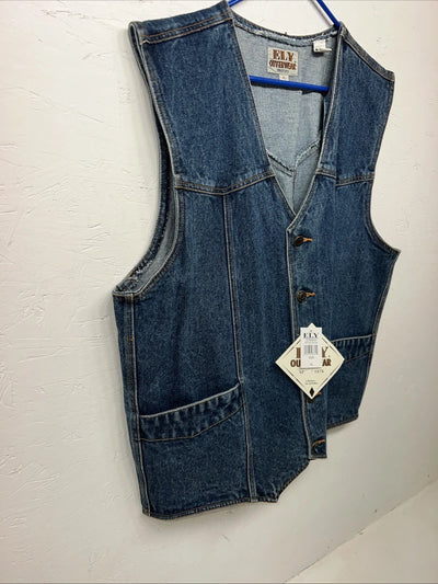 New Men’s ELY Cattleman Denim Vest XL #241104 L-604