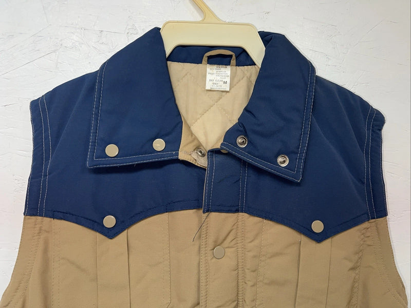 New Women’s Tan Blue Vest Medium #9630 UU-32