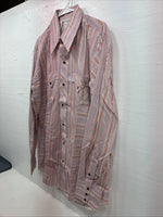 New Men’s Tem Tex Pink Stripe Long Sleeve Pearl Snap 16 X 35 Large Q-109