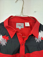 New Men’s ELY Diamond Red Designed Long Sleeve Pearl Snap Medium DD-100
