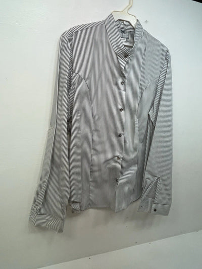 New Women’s Black Striped Cowboy Threads Long Sleeve Button Up Shirt M 3B-90