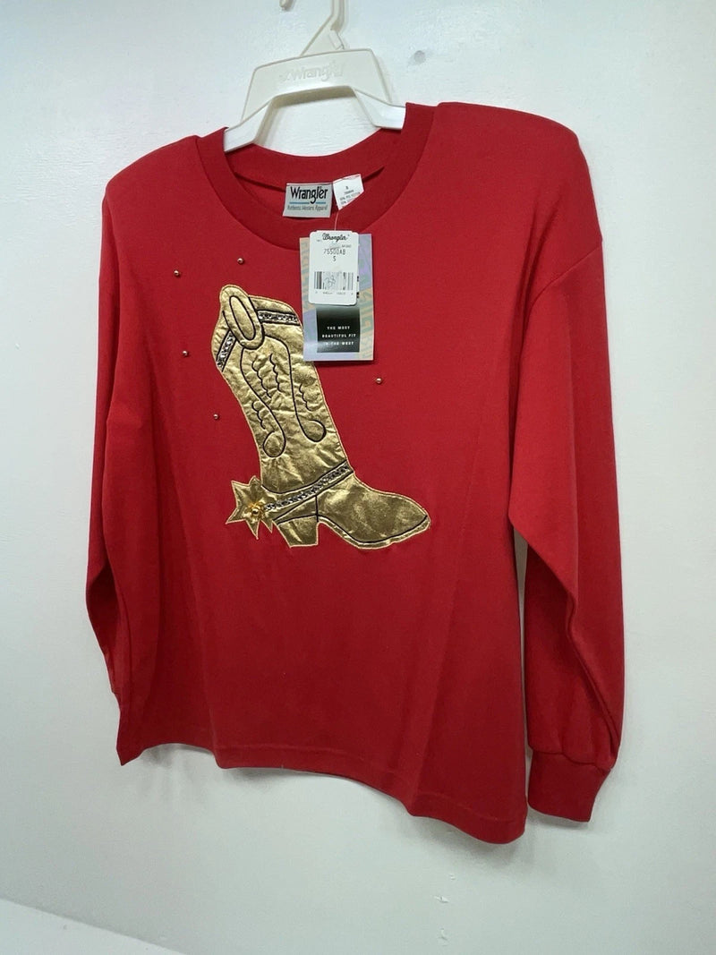 New Women’s Red Wrangler Long Sleeve Shirt S #75500AB 3B-26