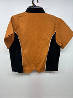 New Women’s Cumberland Orange Black Short Sleeve Button Up Large MM-134