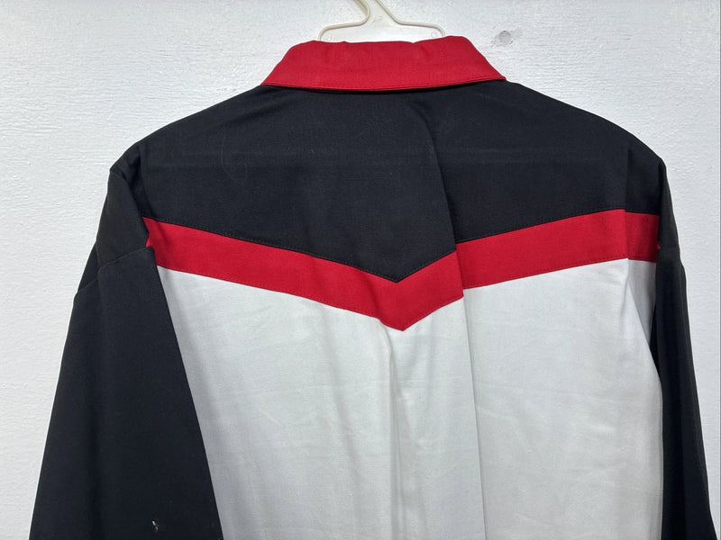 New Men’s Cowboy Threads Black Red White Long Sleeve Button Up Large MM-116