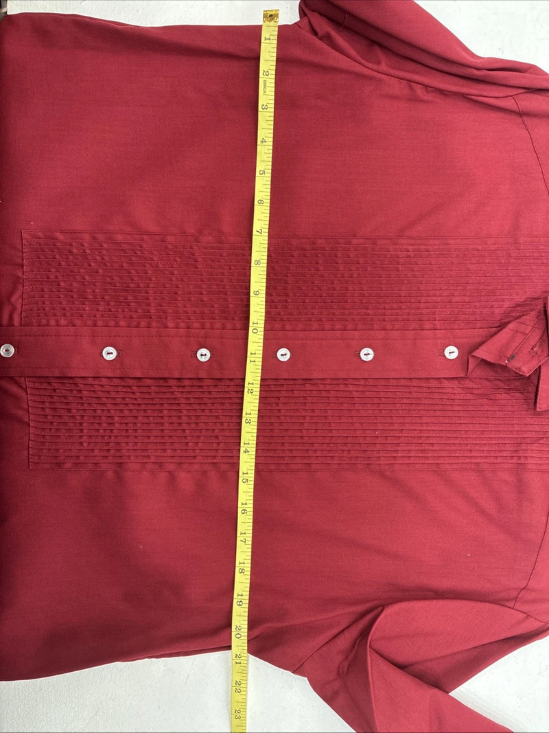 New Western Collection Red Long Sleeve Button Up English Shirt Size 14 LL-95