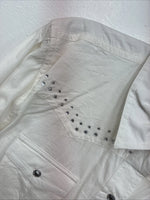 New Women’s Cumberland White Gem Long Sleeve Pearl Snap Medium LL-8