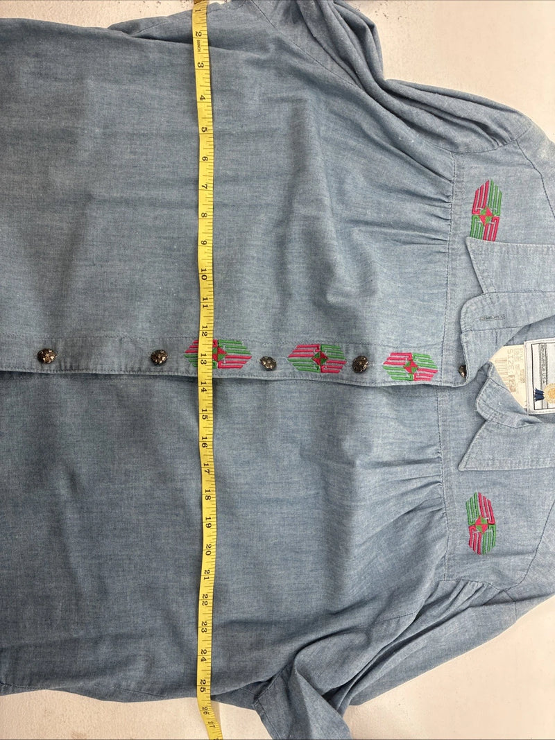 New Women’s Pioneer Wear Blue Long Sleeve Button Up Size 12 KK-107