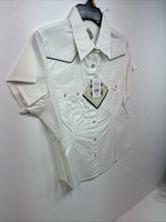 New Women’s Cumberland White Cropped White Short Sleeve Pearl Snap Medium LL-67