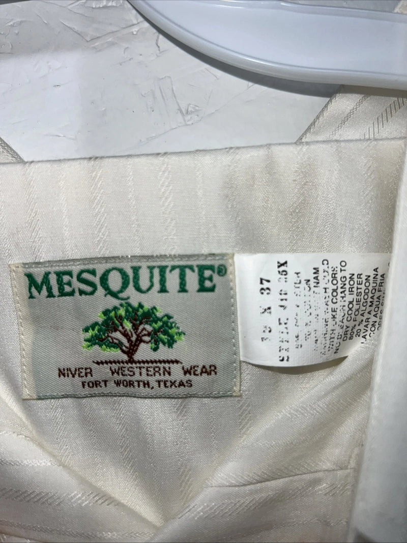 New Men’s White Mesquite Long Sleeve Pearl Snap Shirt. 15x37 Medium Long G-72