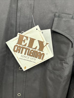 New Men’s ELY Cattleman Black Western Long Sleeve Pearl Snap 2XL F-68