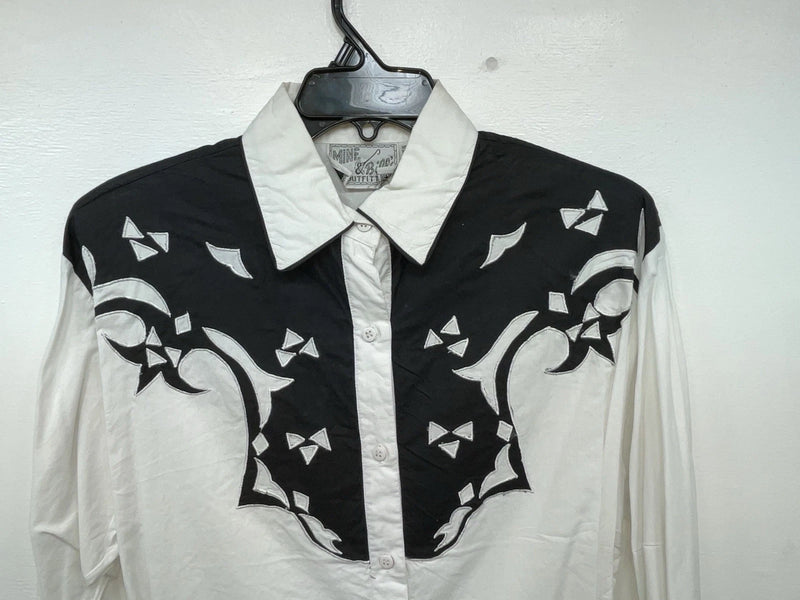 New Women’s Black White Mine & Bills Outfitters Longsleeve Button Up Shirt 3B-44