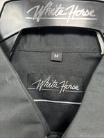 New Men’s White Horse Black Western Long Sleeve Pearl Snap Medium V-5