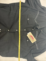 New Women’s Cumberland Black Gem Long Sleeve Pearl Snap 1XL GG-45