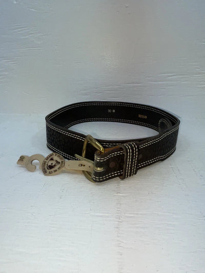 New Black Genuine Leather Tex Tan Tooled 30” Belt #955 NN-4