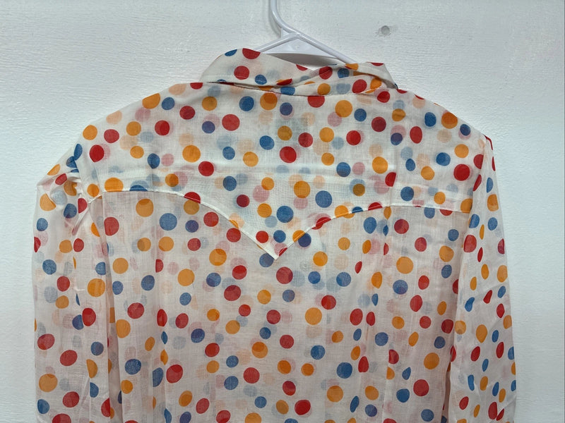 New Women’s Tem Tex Polkadot Long Sleeve Pearl Snap Size 40 II-83