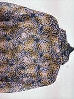 New Women’s Cumberland Purple Yellow Print Long Sleeve Pearl Snap 3XL GG-41