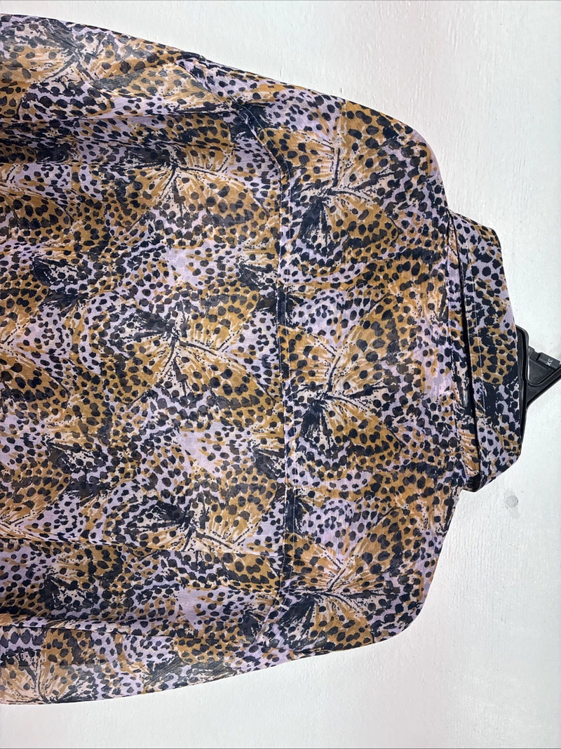 New Women’s Cumberland Purple Yellow Print Long Sleeve Pearl Snap 3XL GG-41