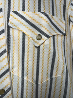 New Men’s Yellow Stripped HbarC Pearl Snap Long Sleeve Shirt 15.5x33 M I-31