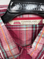 New Women’s Cumberland Pink Plaid Long Sleeve Pearl Snap Medium LL-66