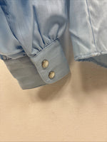 New Women’s ELY Champion Blue Long Sleeve Pearl Snap Size Small TT-135