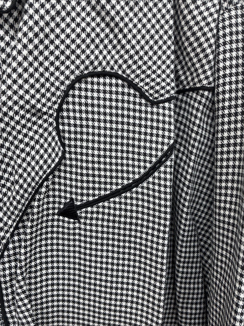 New Men’s White Horse Black White Checker Long Sleeve Pearl Snap 2XL F-102