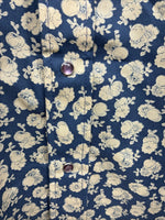 New Men’s Stockman Blue Brown Designed Long Sleeve Pearl Snap 15.5 Medium V-2