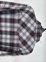 New Women’s Cumberland Purple Plaid Long Sleeve Pearl Snap 1XL KK-79