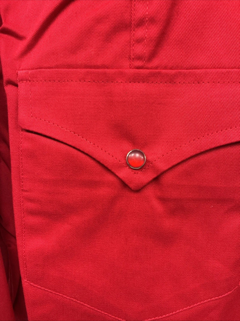 New Men’s Western Express Red Simple Long Sleeve Pearl Snap XL O-41