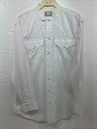 New Men’s H Bar C White Long Sleeve Button Up 16 Large CC-22