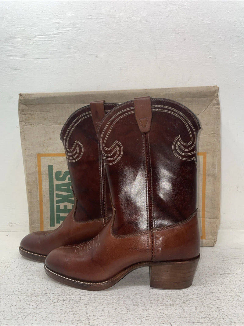 New Youth Brown Texas Brand Cowboy Boots. 2803 4.5 4 1/2 D. 2-115
