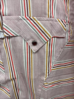 New Men’s Tem Tex Pink Multicolor Stripe Long Sleeve Pearl Snap 15.5 Medium O-26