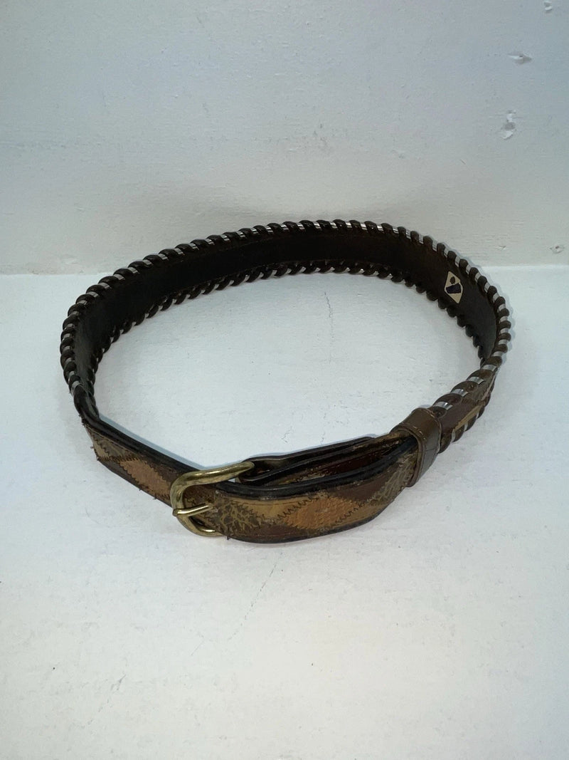 New Brown Genuine Leather Weaved And Stitched 32” Belt #8350 Z-41