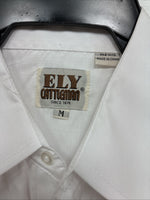 New Men’s ELY Cattleman White Red Rose Design Long Sleeve Pearl Snap Medium K-60